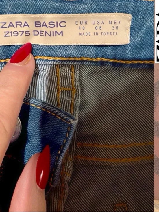 ZARA Women's  Blue Denim Jeans with Green Stripe - Picture 7 of 11